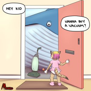 Blue Whale Selling Vacuum Cleaners (art)