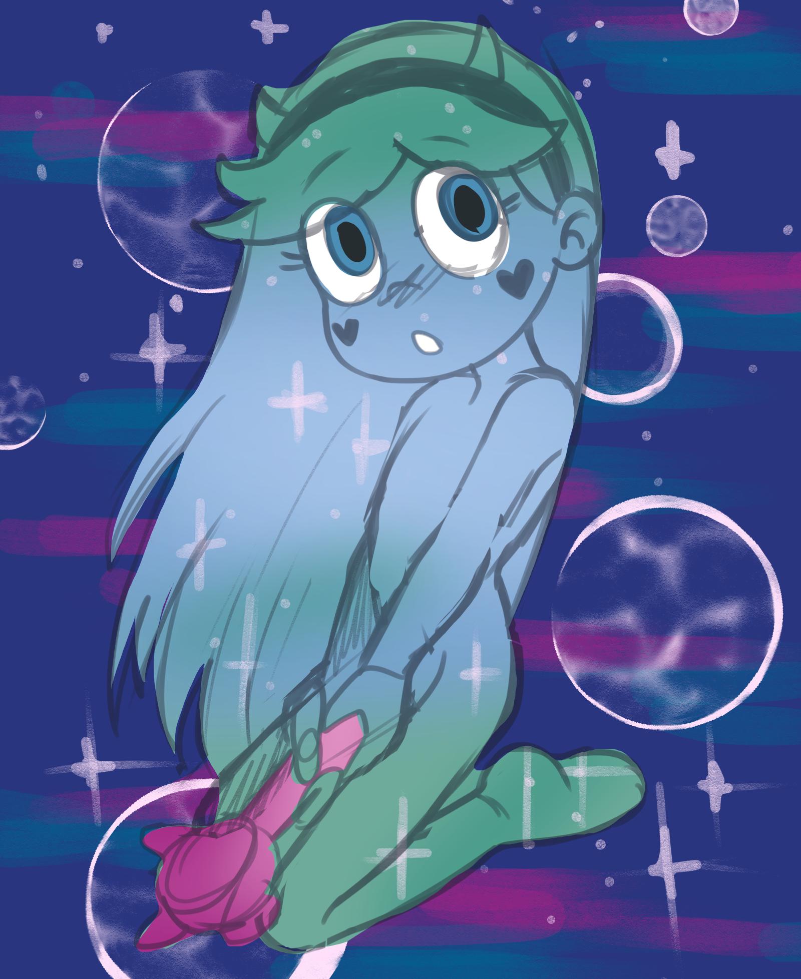 Didnt know how to end this sketch of star so I put her on a sailor moon trans...