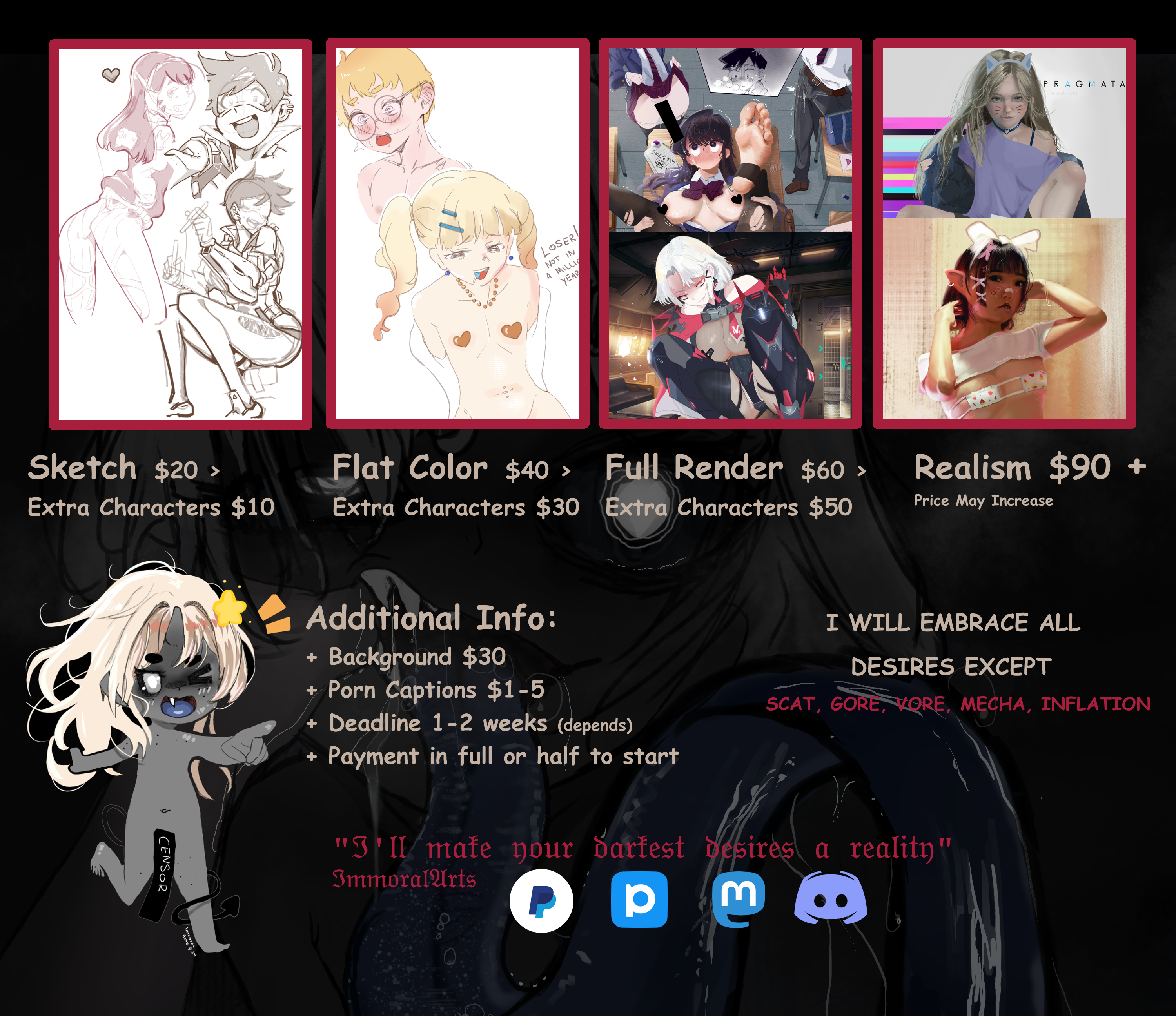 Commission Price Chart; What ya'll think? #commission #commissionopen #prices