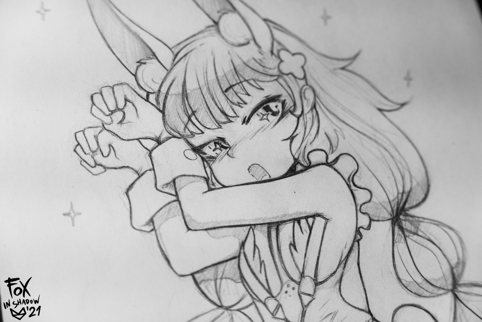 Traditional sketches of Le Malin and Megumin that were sold off to one of the...
