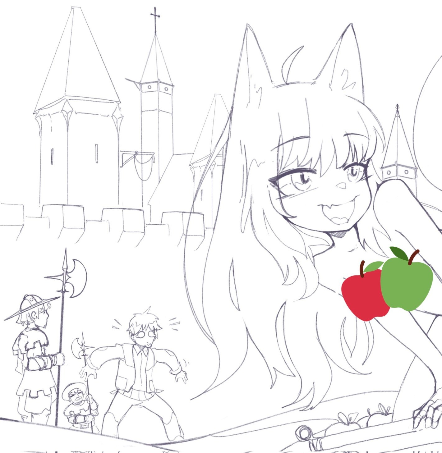 Look I just like drawing the uhhhh the medieval castle walls and towers and w...
