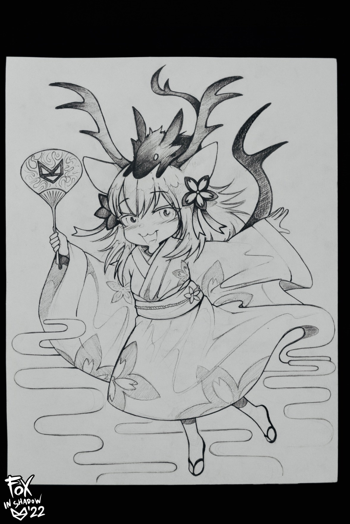 Traditional sketch that I was asked to make some time ago of Rinjin-chan (隣神ち...