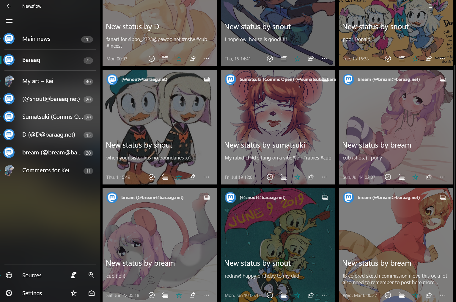 so I just found out Baraag generates an rss feed for every user..