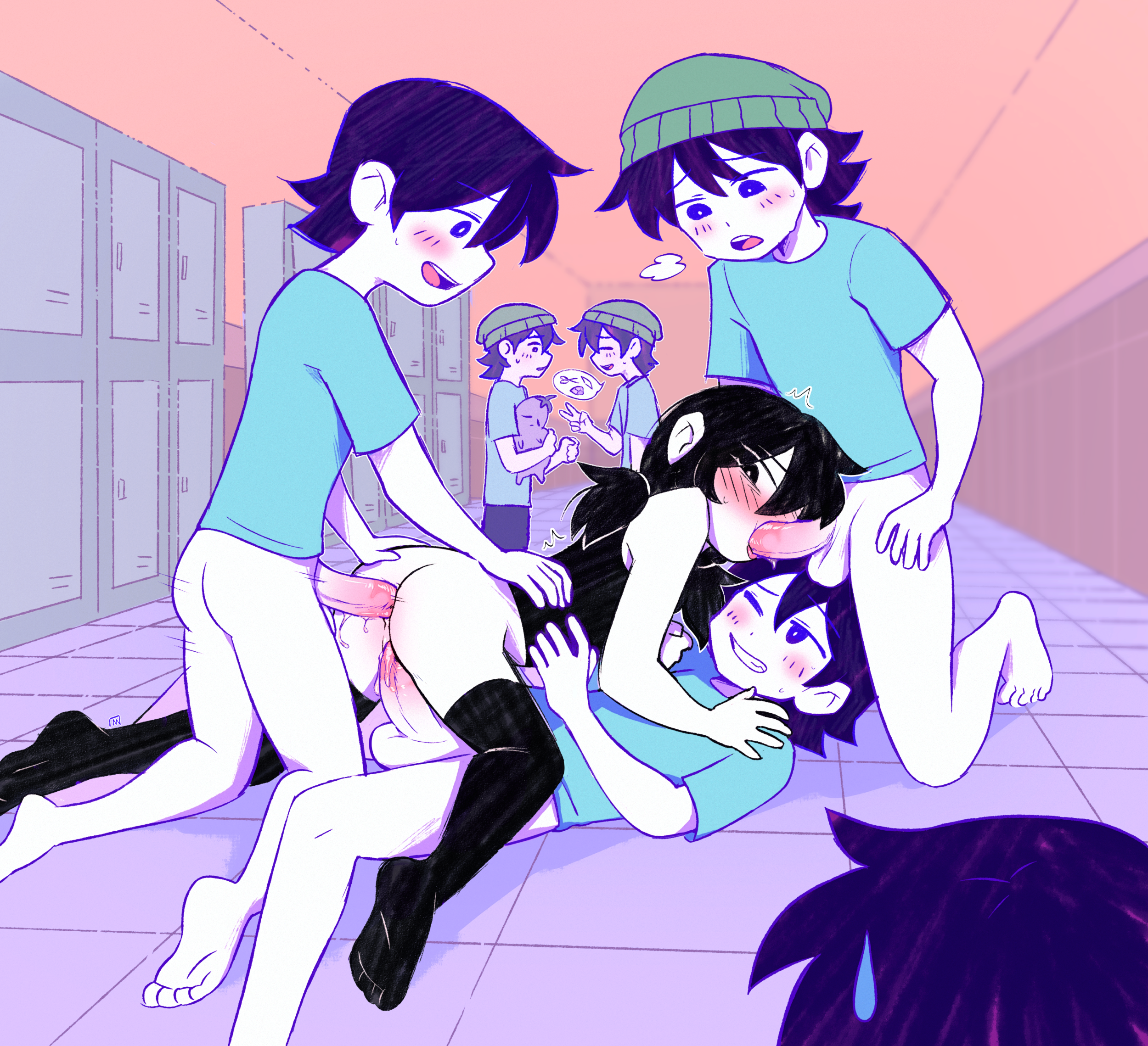 Commission for anonymous of male versions of Omori decided to play with femal...