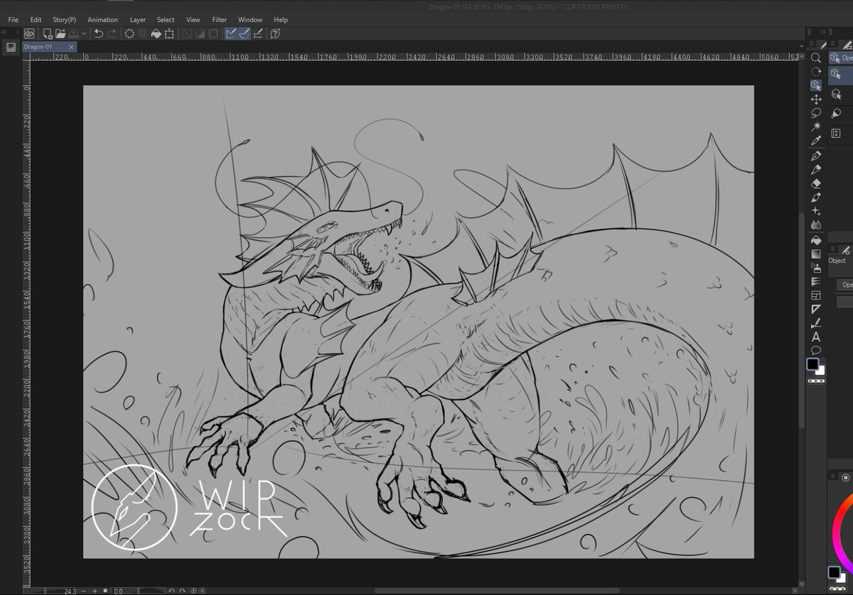 WIP Wateeeer!!! I need work this dragon :D #WIP #workinprogress #Sketch #Illu...