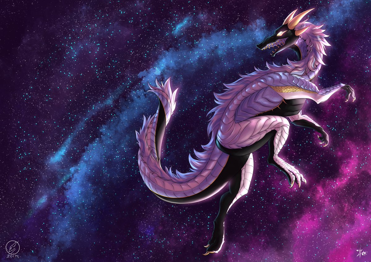 Commission completed :D Thanks to @AroaKeyna #Dragon #Space #Galaxy #Illustra...