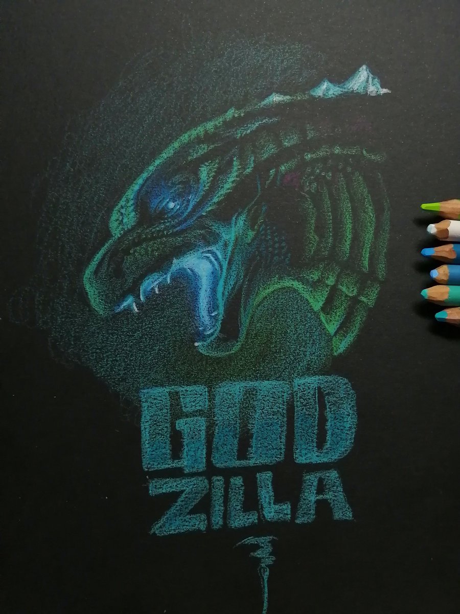 I need draw more with Prismacolor n.n I Love this Godzilla #Godzilla #Godzill...