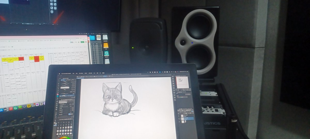 まだ新しい液タブに慣れてなくて落書き感覚でねこ描いてる https://t.co/J7UdCya04t