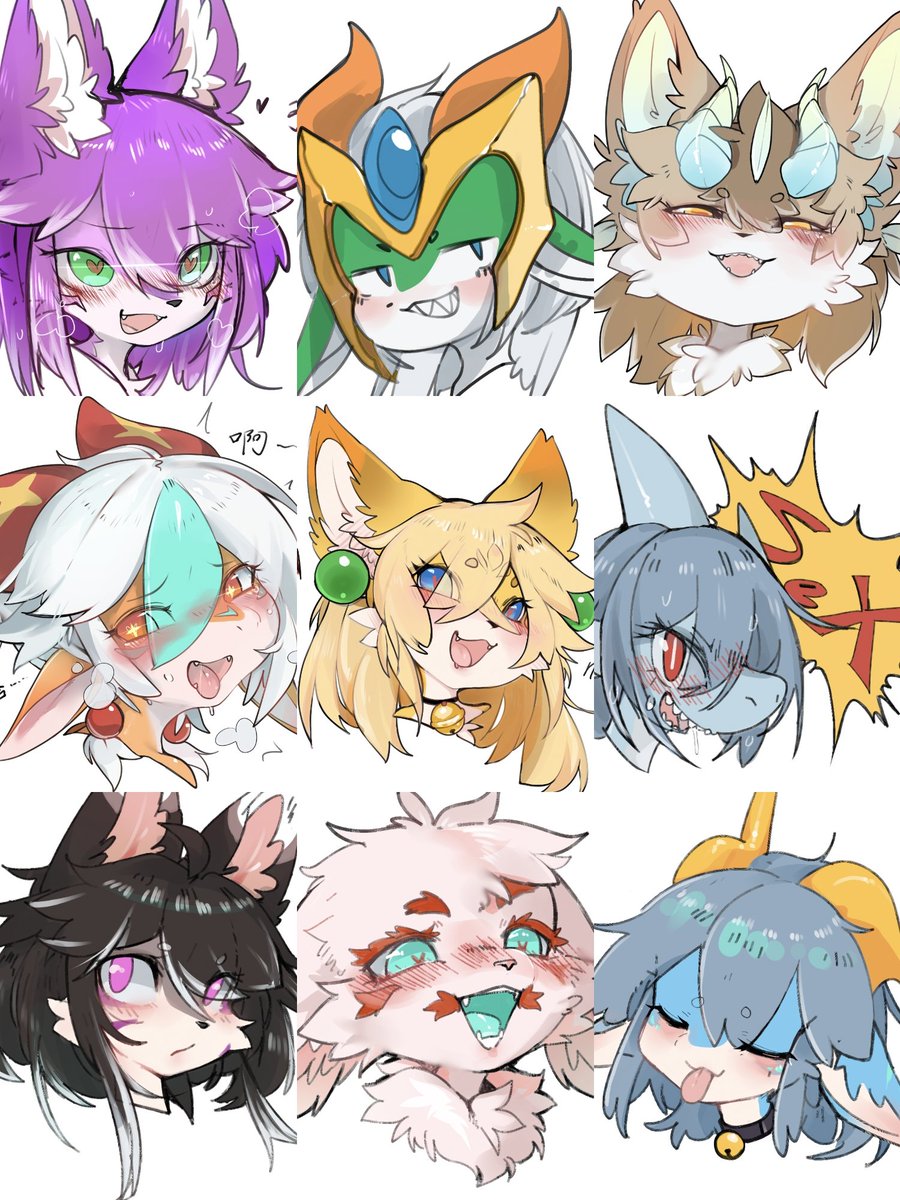 整理了一下近期画的一堆小表情） 会随机挑几个亲友画）一般不会重复 🥰🥰🥰 可爱的大头） 怎么全都是杂鱼雌小鬼！！ https://t.co/AybCwgvYR4
