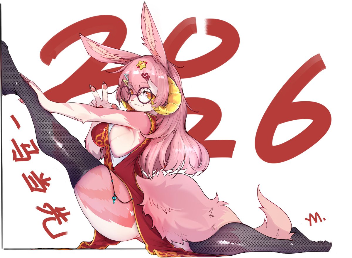 感谢委托） 新年新气象！一马当先！！！ 😋😋😋😋😋 涩兔子怎么又在用奇怪玩具 @blackhare7 https://t.co/ByBoz3Lg8O