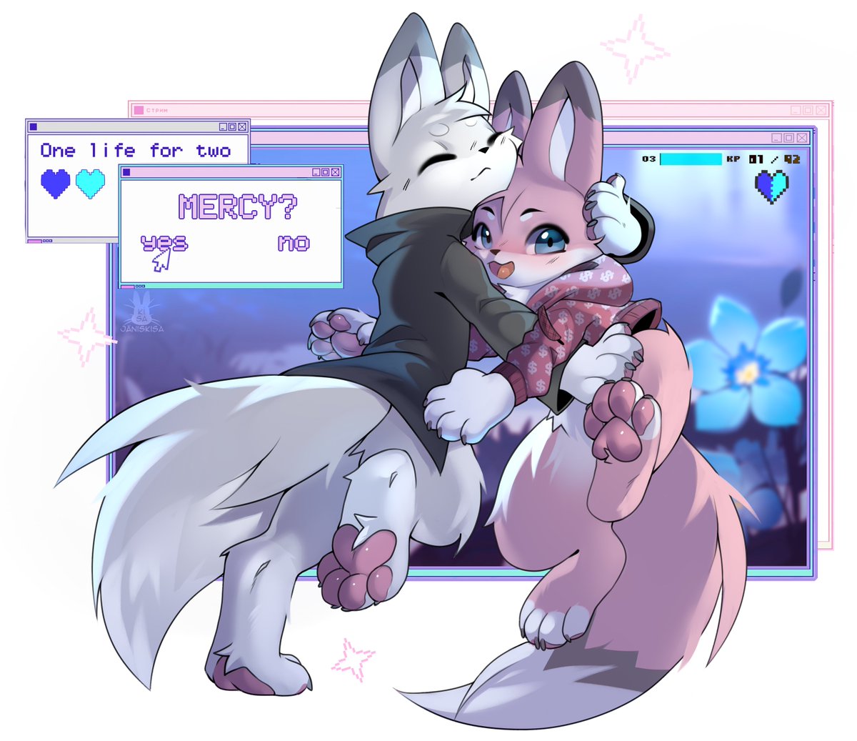 #waterfall #undertale #kemono the kids got into undertale and share one soul ...