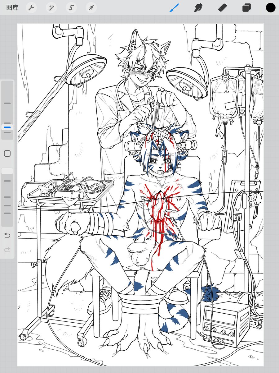 线稿!!! ⚠️R18g ⚠️血腥恐怖 ⚠️开颅🧠 https://t.co/p46FJk3nR8