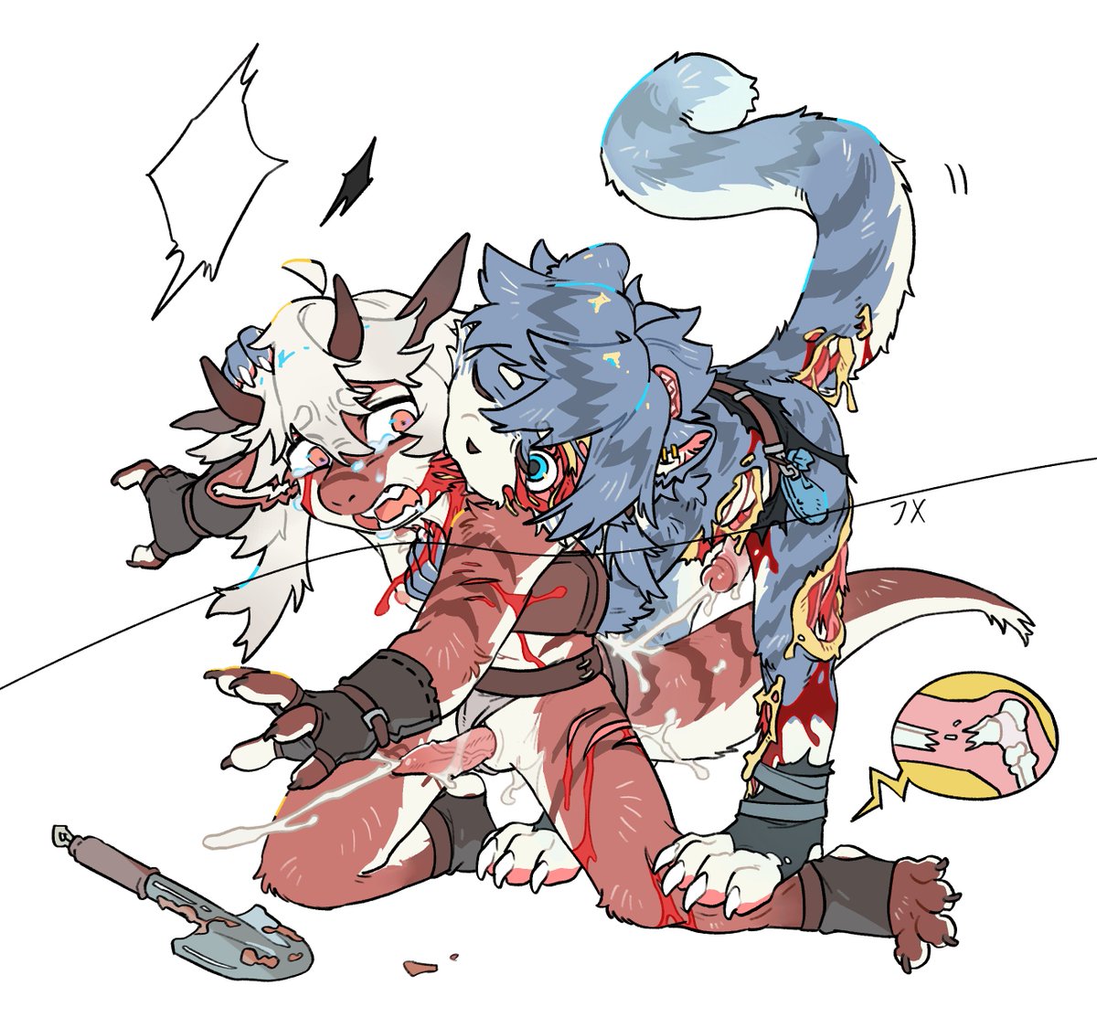QQ人稿↝ 蓝:@Ansel4061155669 红:@DijiaX ⚠️R18g ⚠️丧尸啃咬 ⚠️血肉血腥 挺可爱的就不隐藏了 图4剧情由@Ansel...