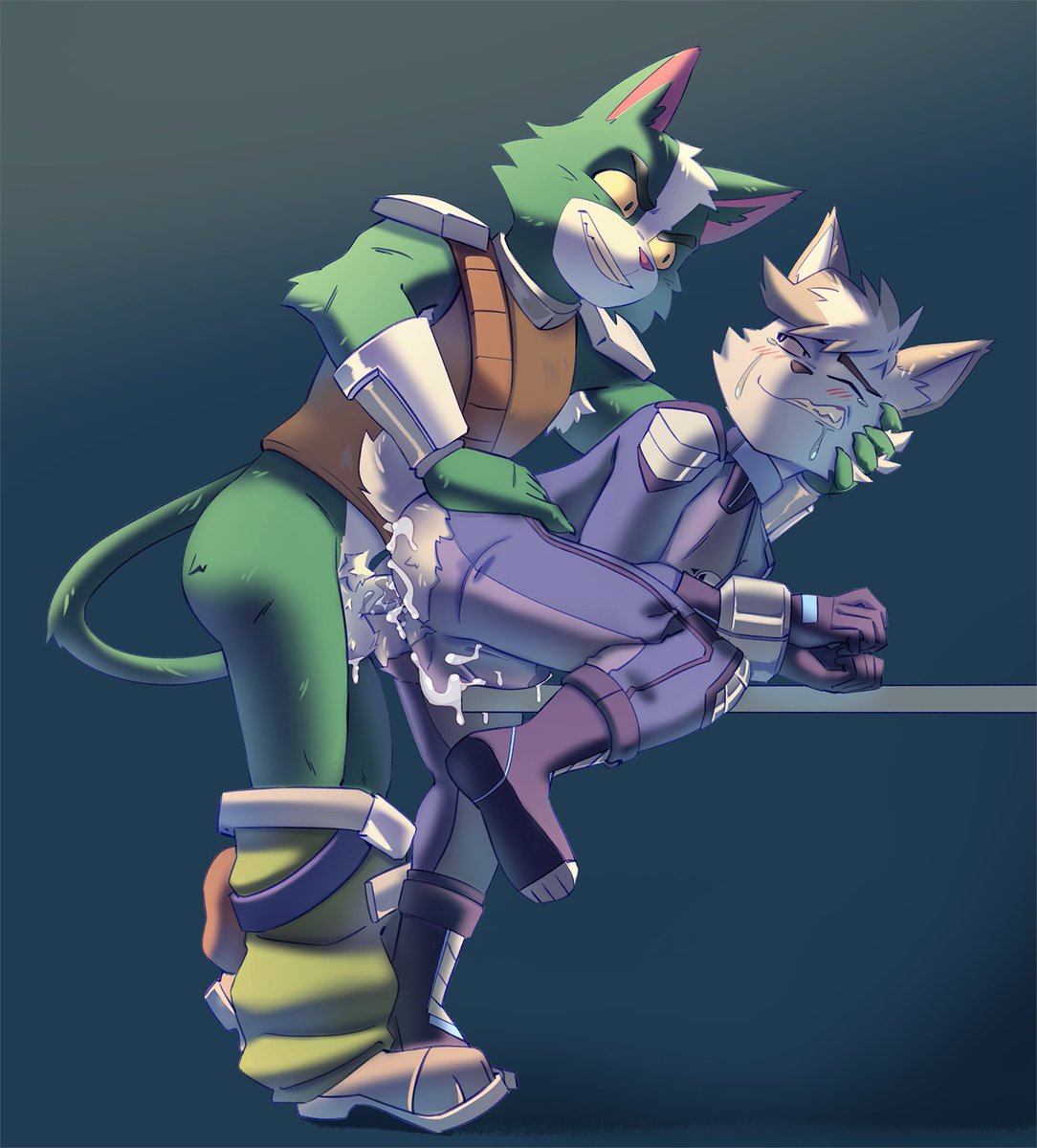 Commission of some cat on cat action! had lots of fun doing this one https://...