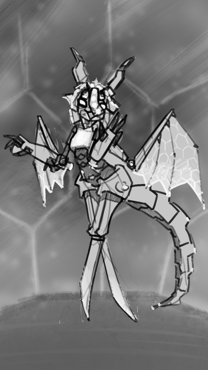 sketchy ahh mecha comm from their cool character really liked drawing it hope...