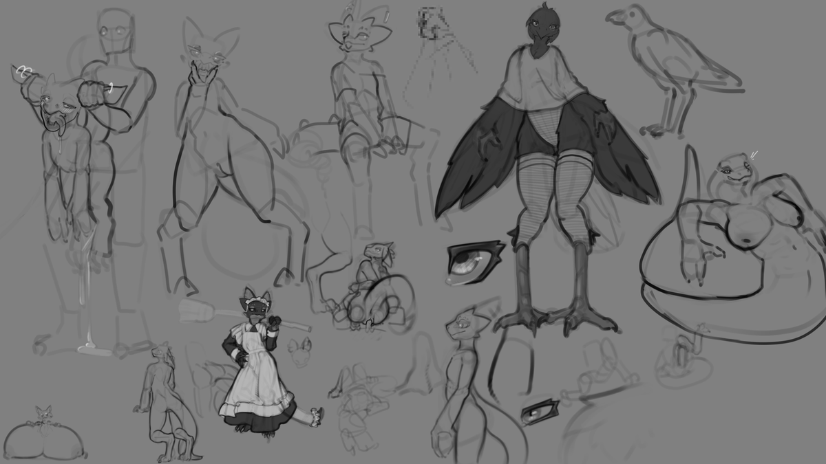 sketch page 141 kobolds/bird/snake/maid dress/handlebars https://t.co/iVFkAGoo7H