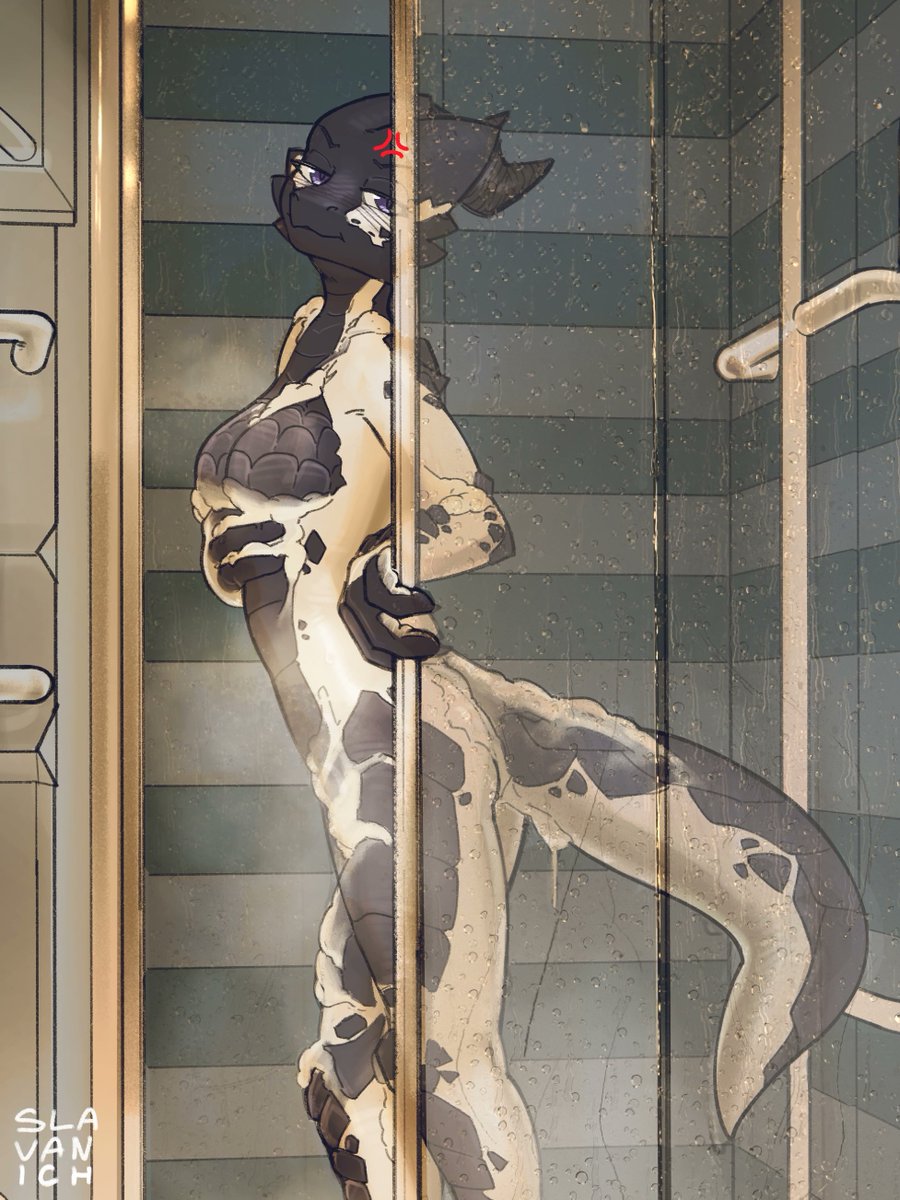 commission for @EnsoDonut of their pretty space lizard in da showers getting ...